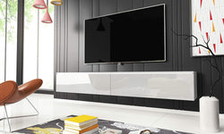 Beeching Floating TV Unit for TVs up to 75" - White Matt  & White High Gloss