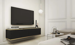 Paige Floating TV Unit for TVs up to 60" - Black & Gold