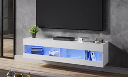 Xander Floating TV Unit for TVs up to 60" - White with LED Lights