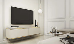 Paige Floating TV Unit for TVs up to 60" - Beige & Gold