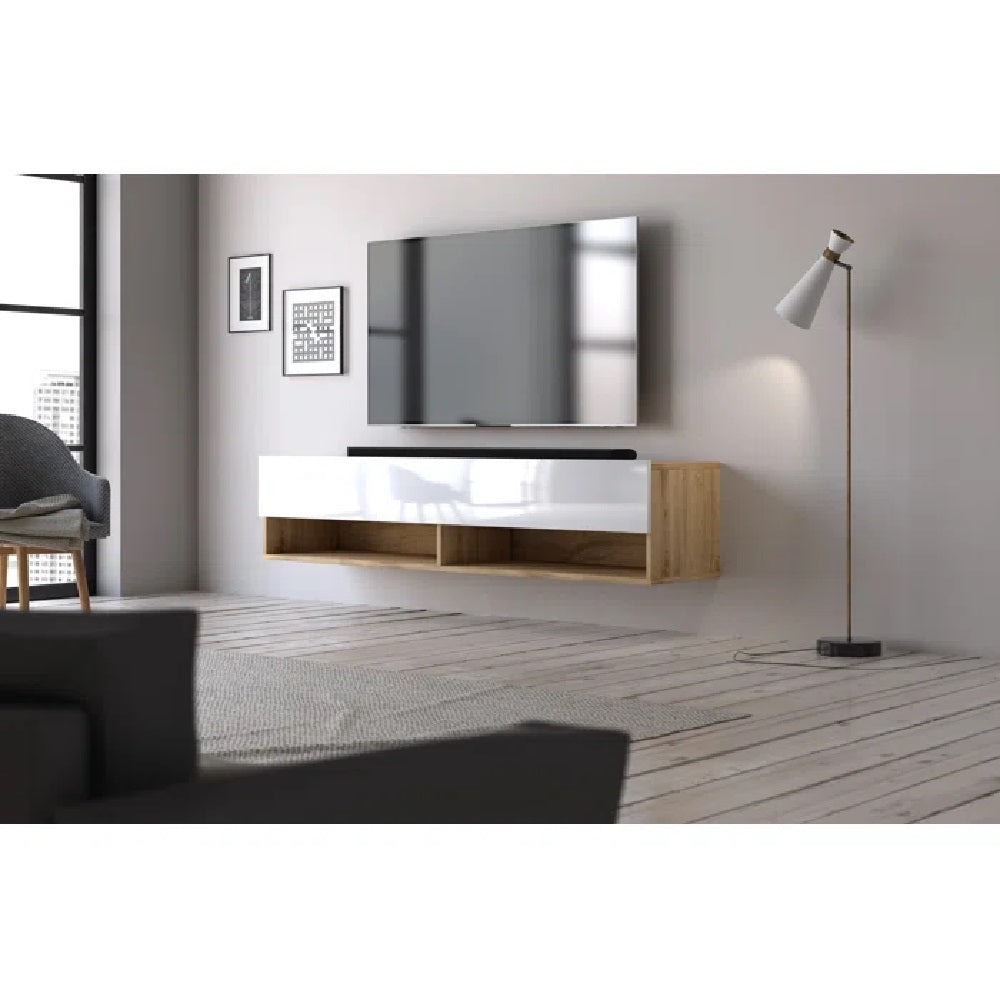 Mylo Floating TV Unit for TVs up to 65" Oak & White Floating TV