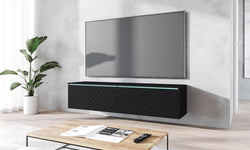 Jax Floating TV Unit for TVs up to 65" - Black Herringbone Pattern