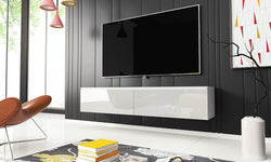 Beeching Floating TV Unit for TVs up to 65" - White High Gloss & White Matt