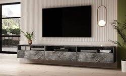 Cade Floating TV Unit for TVs up to 88" - Dark Grey Marble