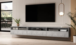 Cade Floating TV Unit for TVs up to 88" - Grey Marble