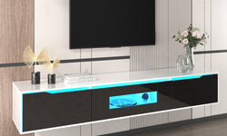 Emiliya Floating TV Unit for TVs up to 75" - LED Lights - Black & White