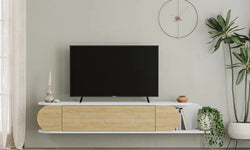 Aram Floating TV Unit for TVs up to 75" - White & Oak