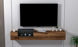 Tilly Floating TV Unit for TVs up to 65" - Light Walnut & Anthracite