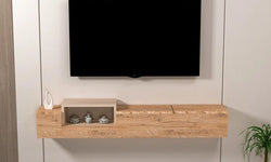 Tilly Floating TV Unit for TVs up to 65" - Atlantic Pine & Beige