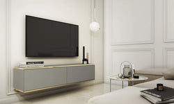 Paige Floating TV Unit for TVs up to 60" - Grey & Gold