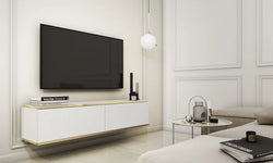 Paige Floating TV Unit for TVs up to 60" - White & Gold