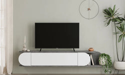 Aram Floating TV Unit for TVs up to 75" - White & Grey