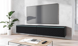 Jax Floating TV Unit for TVs up to 75" - Black Herringbone Pattern