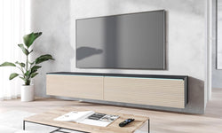 Esai Floating TV Unit for TVs up to 75" - Light Oak & Matera