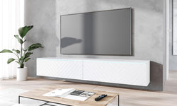 Jax Floating TV Unit for TVs up to 75" - White Herringbone Pattern