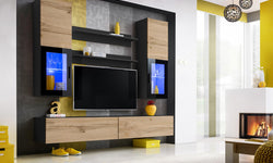 Bassel Entertainment TV Wall Unit - Wotan Matt & Black