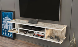 Sonata Floating TV Unit - White Marble Effect