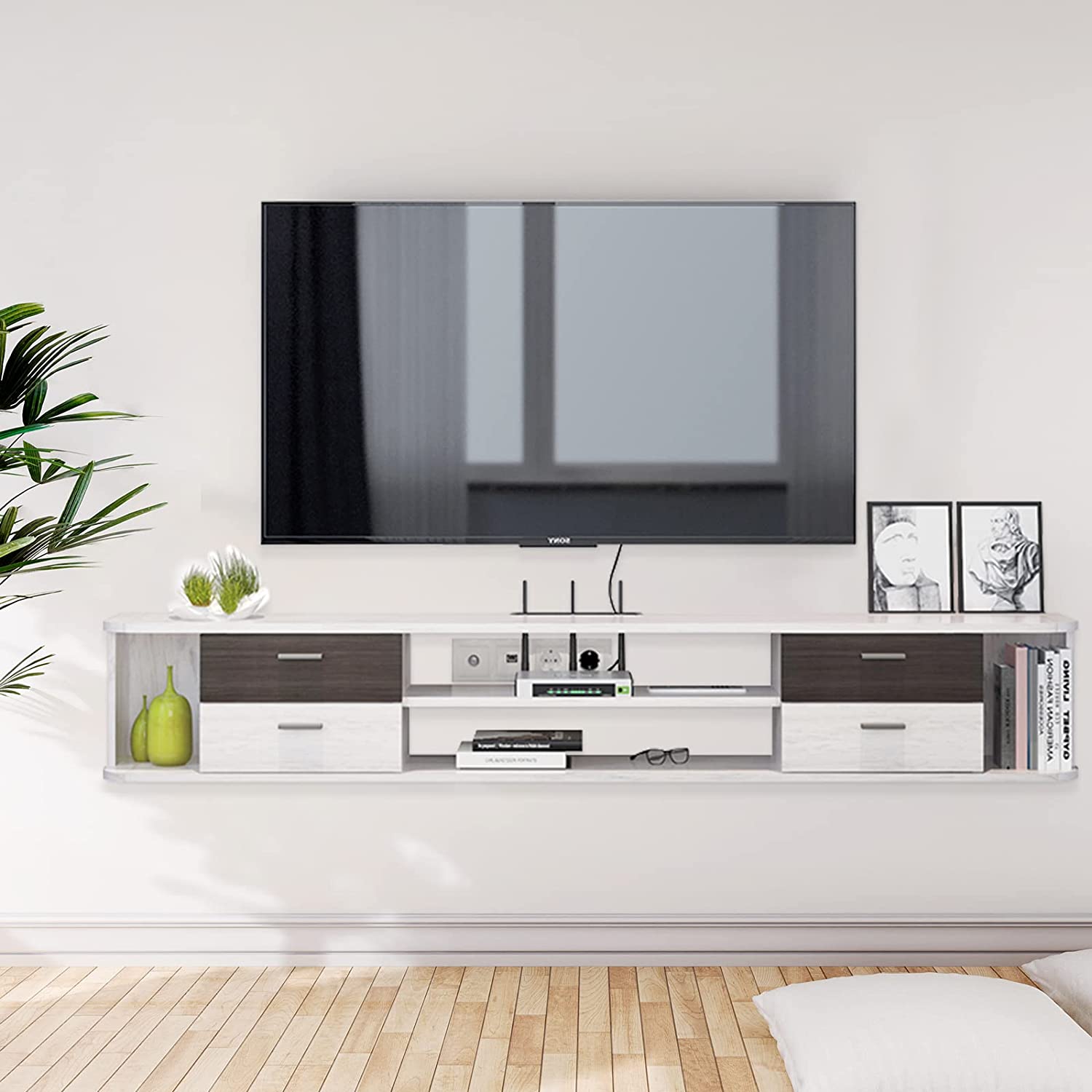 55 floating store tv stand