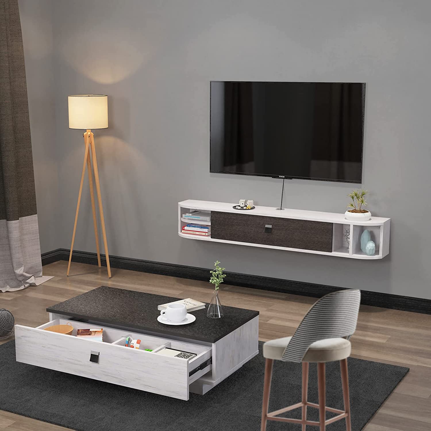 55 floating store tv stand