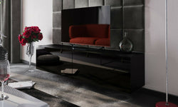 Savion Floating TV Unit - Black Gloss