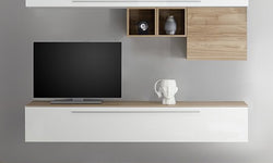 Zabia Entertainment TV Wall Unit - Stelvio Walnut And White Gloss