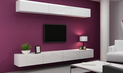 Umana Entertainment TV Wall Unit - White Matt & White Gloss